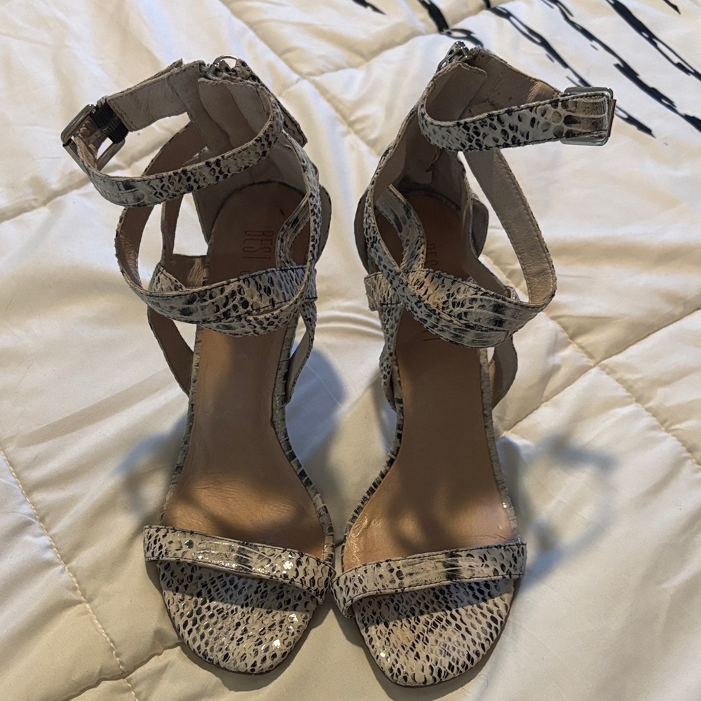 Society Women's Black and White Strappy Heels